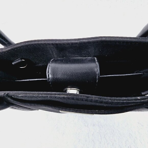 Nine West Black Nylon and Smooth Faux Leather Top Handle Mini Satchel - Picture 8 of 10